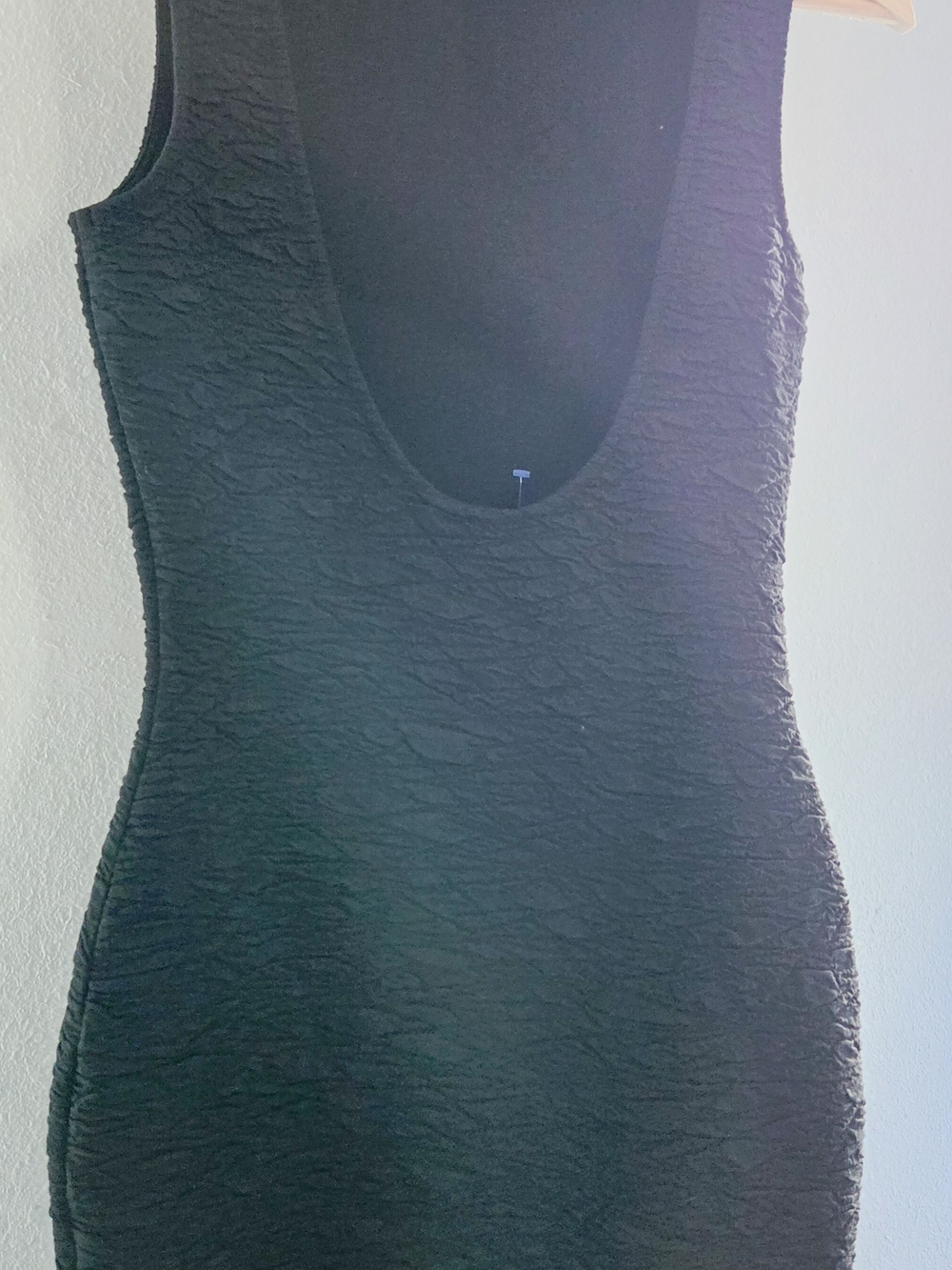 Good American Black Scrunchie Scoop-Back Bodycon Mini Dress Size 1 / Small